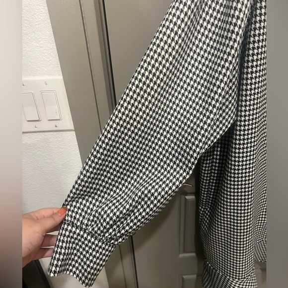 Boohoo Houndstooth Print Button Up Puff Long Sleeve Dress Women’s US Size 16 - Picture 5 of 5